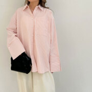 【3月上旬入荷予定】 春の早割り　【メール便対応】　【2026新作】ストライプポケットビックカフスシャツ