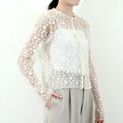 【3月上旬入荷予定】   春の早割り　『　インスタサブ垢で大人気！　』   シアーフラワーレーススカラップブラウス