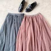 【3月上旬入荷予定】　 春の早割り　【2026新作商品】コーデに使ってるチュールスカートはコレ！　3段ボリュームチュールフレアスカート