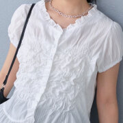 【7月下旬入荷予定】 夏の早割り【メール便対応】　【新作】フロントシャーリングギャザーデザイントップス
