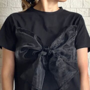 【7月下旬入荷予定】 夏の早割り【メール便対応】　 オーガンジーリボンTシャツ