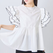 【8月中旬入荷予定】 夏の早割り【メール便対応】　 袖フリルブラウス Tシャツ トップス