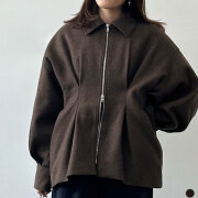 【10月中旬入荷予定】 秋の早割り【新作】フェイクウールウエストタックミドルコート