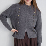 【10下旬入荷予定】 秋の早割り　【新作】ナポレオンエンブレムボタンメランジニットZIPカーディガン