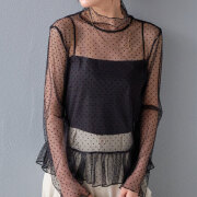 【1月中旬入荷予定】   ウィンターセール　『　インスタサブ垢で大人気！　』   ハイネックドットシアートップス