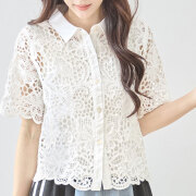【3月上旬入荷予定】 春の早割り　【メール便対応】【2026新作】フラワーケミカルレースシャツ
