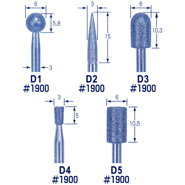 東京オートマック 木彫機　回転工具用　ダイヤモンド砥石　５本組　#9000＜AUTOMACH＞