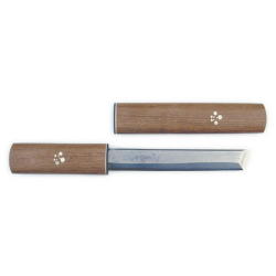【送料、代引手数料無料】 秀存昭三作　雲流 ヌシヤ小刀 梅ツバ付 １２０ｍｍ　紙箱入り＜池内刃物＞ 　