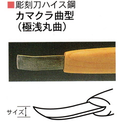 三木章刃物本舗　彫刻刀ハイス鋼　カマクラ曲型（極浅丸曲）　１８ｍｍ