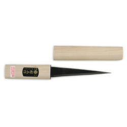 昭三作 手造り 繰り小刀　鞘入り（大工・竹細工用）黒打 １２０ｍｍ：No.2-120B＜池内刃物＞