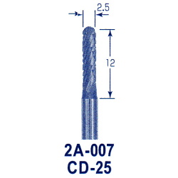 東京オートマック 木彫機　回転工具用　超硬バー　CD-２５（２A-００７）　#2000＜AUTOMACH＞