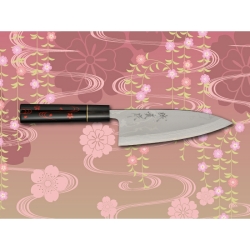 【送料、代引手数料無料】 みきかじや村 漆霞『花びら』青紙積層鋼　出刃包丁５．５寸 TS022