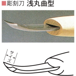 三木章刃物本舗　安来鋼彫刻刀単品　浅丸曲型　７．５ｍｍ、９ｍｍ