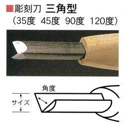 三木章刃物本舗　安来鋼彫刻刀単品　三角型　３５度 ６ｍｍ