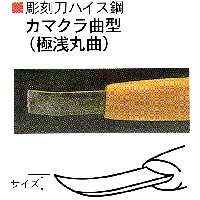 三木章刃物本舗　彫刻刀ハイス鋼　カマクラ曲型（極浅丸曲）　１８ｍｍ