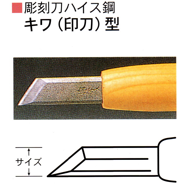 三木章刃物本舗　彫刻刀ハイス鋼　キワ（印刀）型　１８ｍｍ
