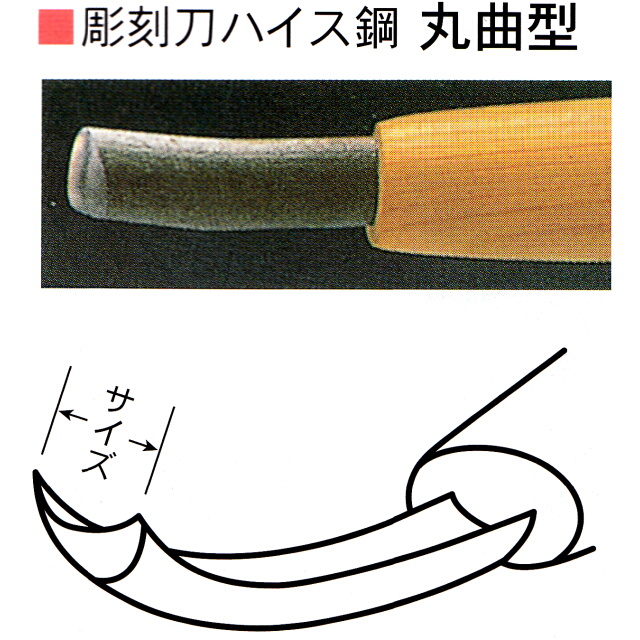 三木章刃物本舗　彫刻刀ハイス鋼　丸曲型　１ｍｍ、２ｍｍ、１３．５ｍｍ、１５ｍｍ