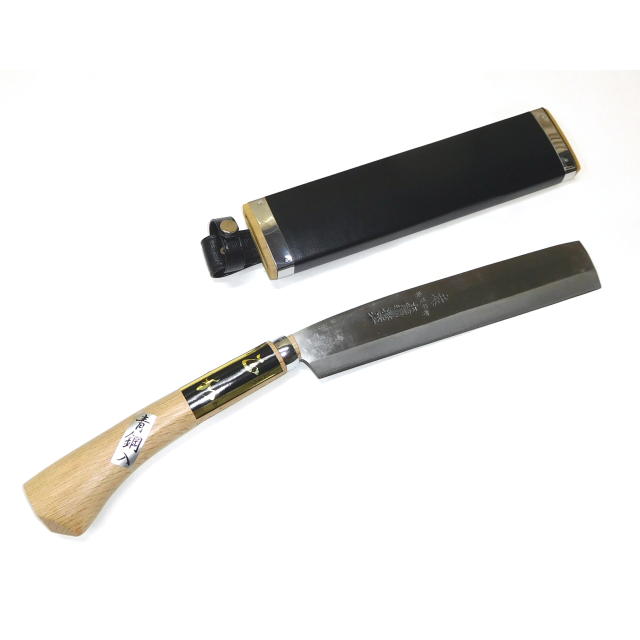 【送料、代引手数料無料】 正和 忠親 青鋼入 腰鉈　磨き 鞘入  細幅　２７０ｍｍ