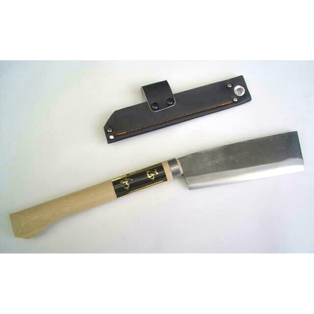 正和 あ　鋼付　エビ鉈　石無し　両刃タイプ ３８０ｇ　２４０ｍｍ柄付き　サック付