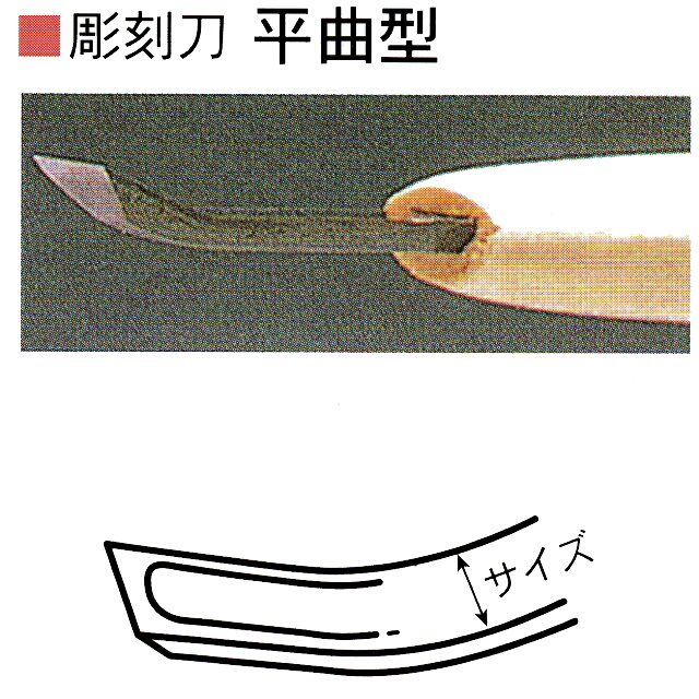 三木章刃物本舗　安来鋼彫刻刀単品　平曲型　１．５ｍｍ、２ｍｍ、１０．５ｍｍ、１２ｍｍ