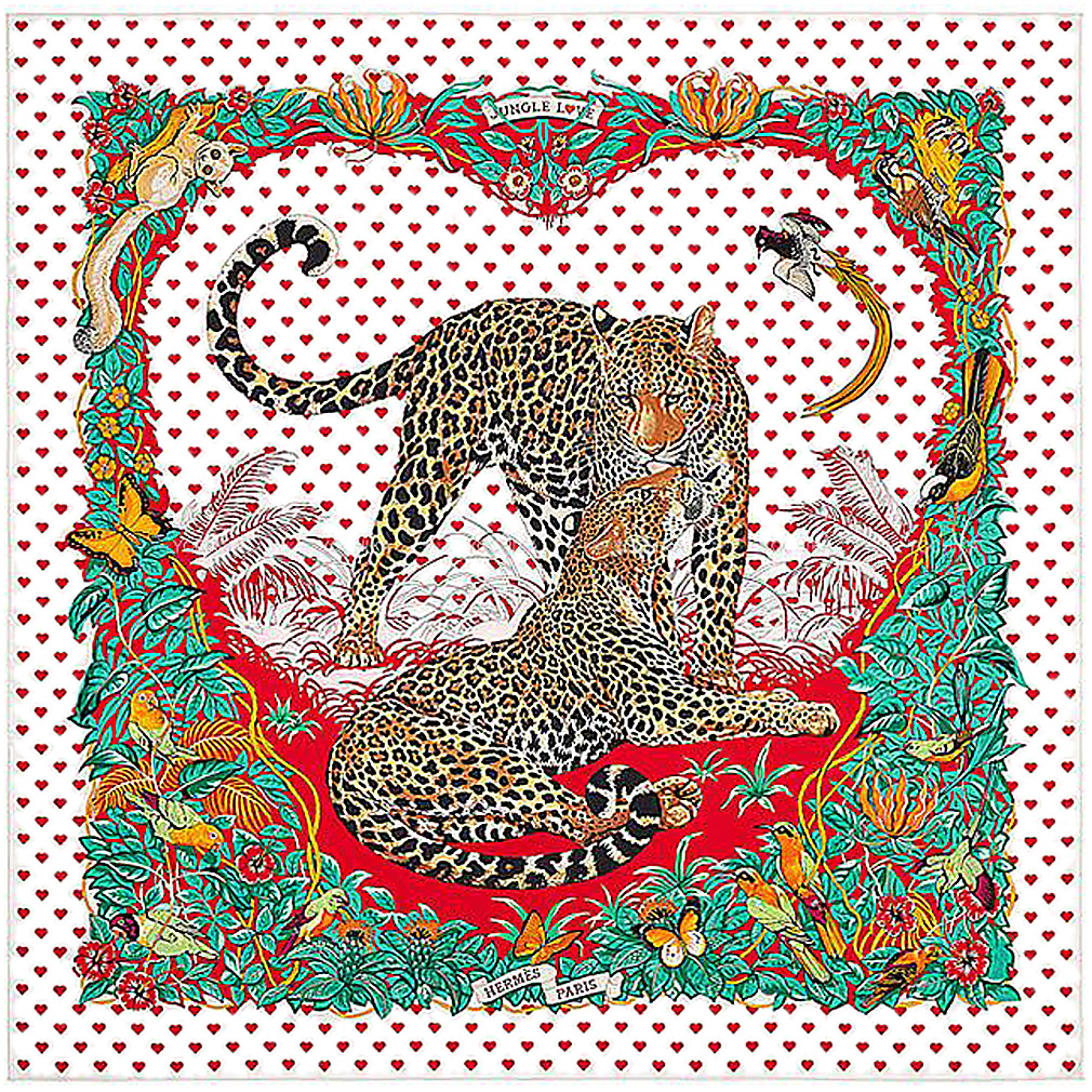 エルメス　2020ヴァレンタイン限定　Carré 90 Jungle Love Love ジャングル・ラブ・ラブ シルクスカーフ カレ90　HERMES