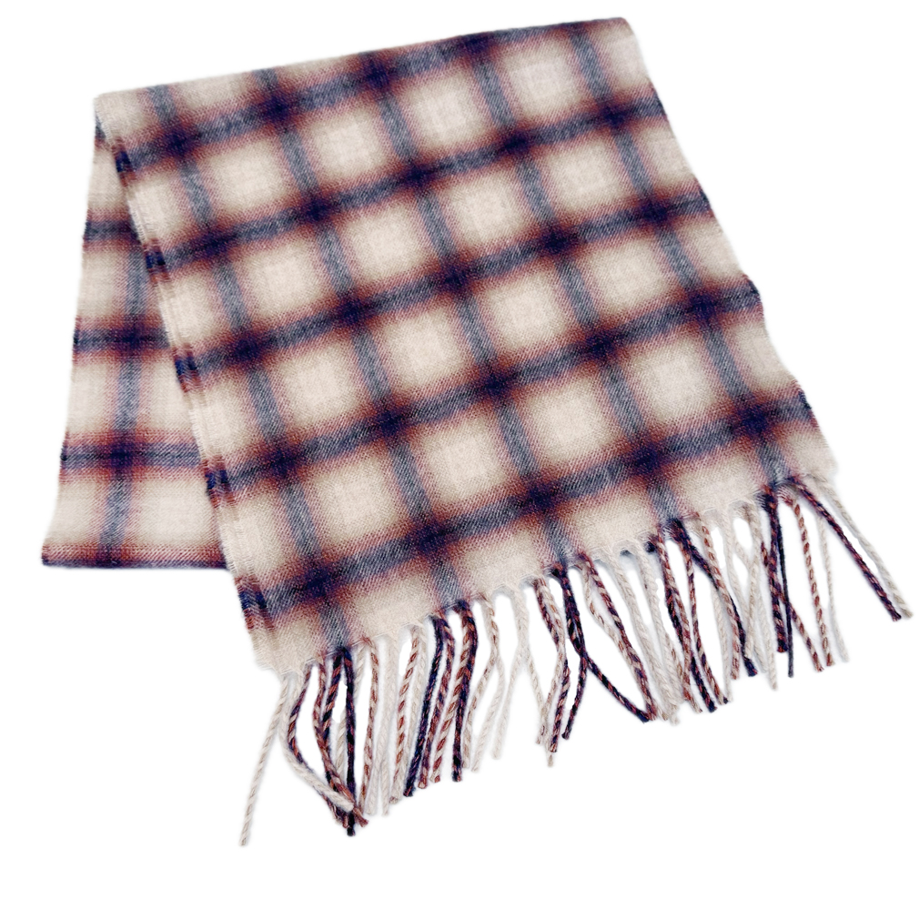 ロロピアーナ  カシミア100％　フリンジマフラー　マドラスチェック柄　Loro Piana