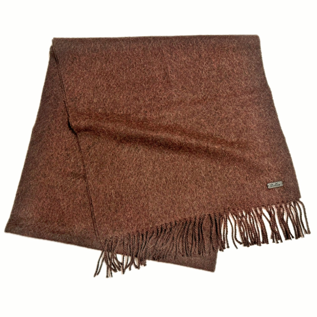 ロロピアーナ  メンズ　カシミア×アルパカ　大判フリンジマフラー　赤茶　Loro Piana