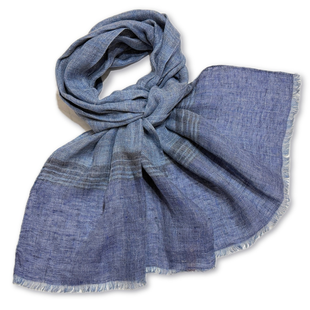 ロロピアーナ  メンズ　リネン　ストール　ブルー　Loro Piana