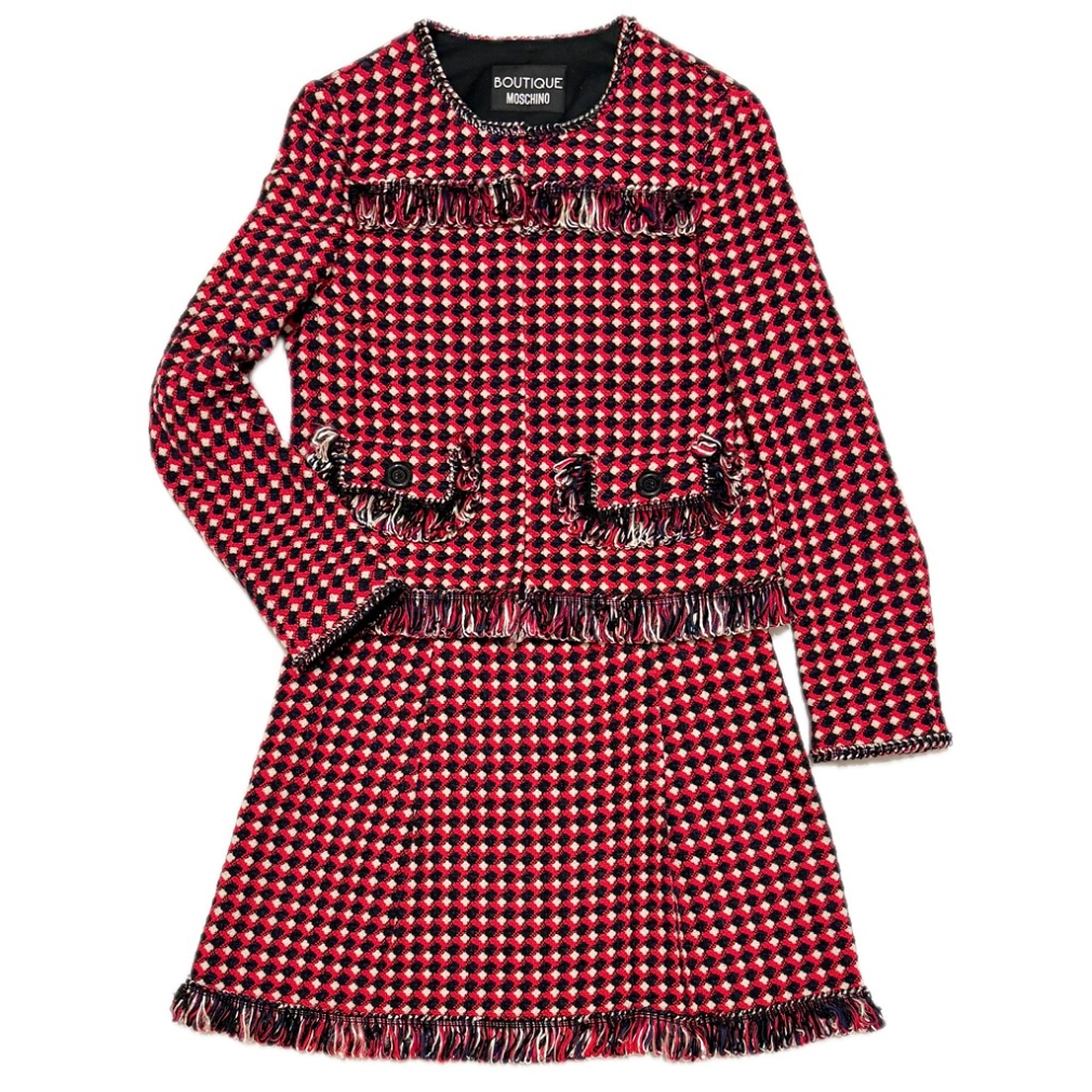 モスキーノ　ツイードスーツ(セットアップ） 赤  #40　MOSCHINO