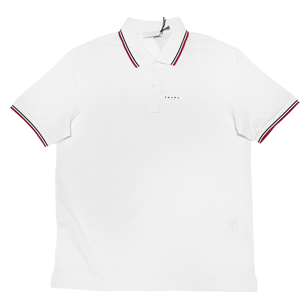 プラダ　メンズ　定番　鹿の子　半袖ポロシャツ　白　#XL #XXXL  PRADA