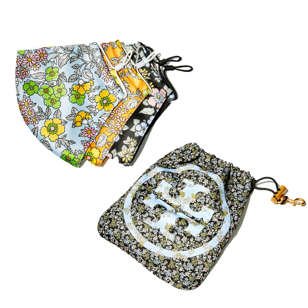 トリーバーチ　花柄プリント　マスク　3点セット　ポーチ付　TORY BURCH