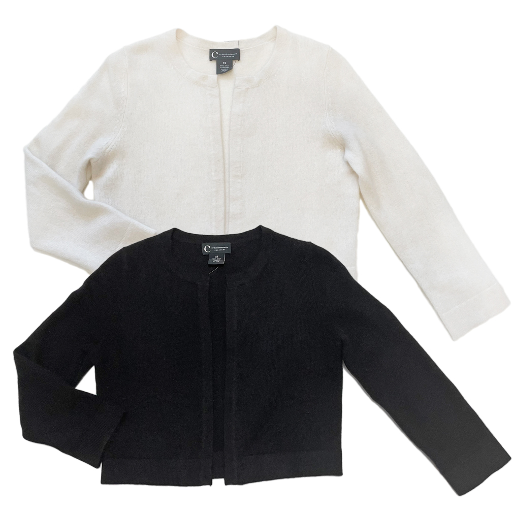 C by bloomingdale's　カシミア100％　ショート丈ボレロカーディガン 白　#XS #S #M #L