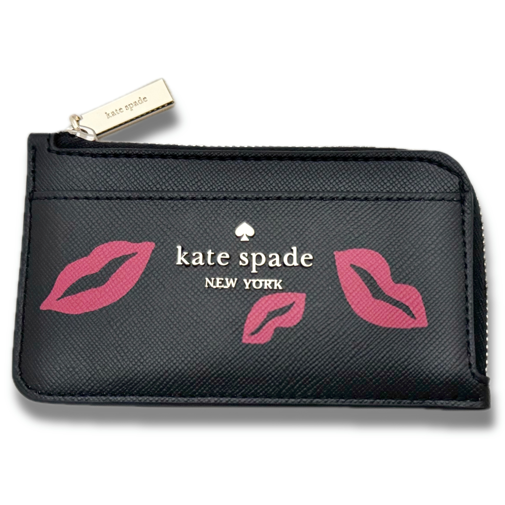 ケイトスペード　リップトス　唇　コイン＆カードケース(ミニ財布)　黒×赤　kate spade