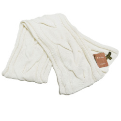 ロロピアーナ　ベビーカシミア100％　ケーブルニットマフラー　白　Loro Piana
