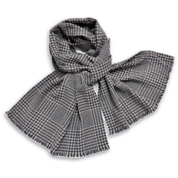 ロロピアーナ  メンズ　ウール×シルク　ギンガムチェック　ストール　ネイビー　Loro Piana