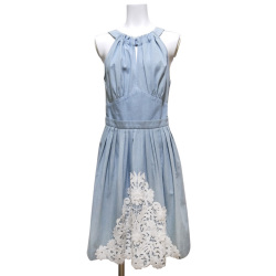 モスキーノ　レース　ホルターネックワンピース　水色　#40　MOSCHINO