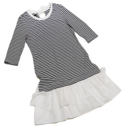 モスキーノ　白黒ボーダー 七分袖ワンピース #38　MOSCHINO