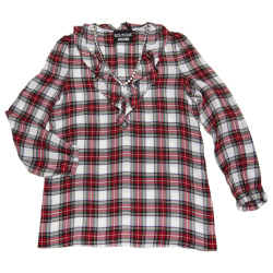 モスキーノ　タータンチェックフリルブラウス　赤　#40 #42　MOSCHINO