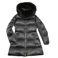 プラダ　ファー付　ロングダウンジャケット（コート）29Z117　黒　#40　PRADA