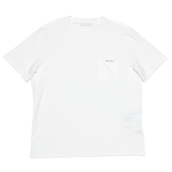 プラダ　メンズ　異素材mix クルーネックTシャツ　白　#L #XL #XXL  PRADA
