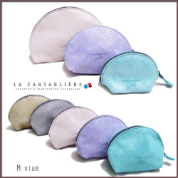 ラカルタブリエ　フランス製　きらきらスエード　半円ポーチ　#M  LA CARTABLIERE