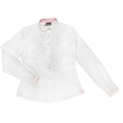 ガイアボルデッティー　イタリア製　オックスフォード生地　フリル　シャツブラウス　白　#40 #42  Gaia Boldetti