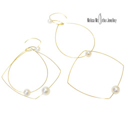 Melissa Mcarthur Jewellery ロンドン発ワイヤージュエリー22kゴールド　3WAY淡水パールピアス　メリッサマッカーサージュエリー