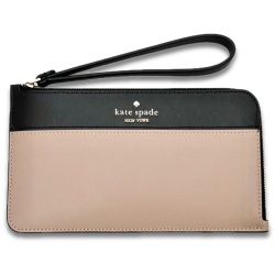 ケイトスペード　バイカラー　ストラップ付財布　リスレット　ベージュ×黒　kate spade