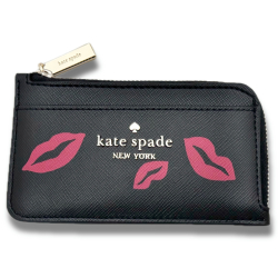 ケイトスペード　リップトス　唇　コイン＆カードケース(ミニ財布)　黒×赤　kate spade