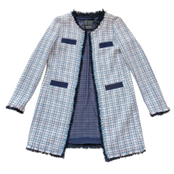 ピンコ　ツイード ロングジャケット ブルー #40 #42　PINKO