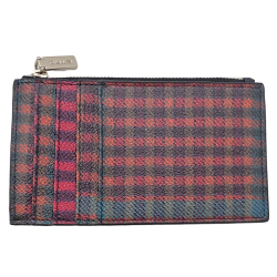 新品エトロETROメンズ　チェック柄 コンパクト財布カードケース(コインケース