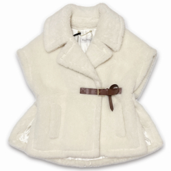 マックスマーラ　テディベア ニューアバボ(NEWABAVO) ポンチョ　ケープ  白#ML MaxMara