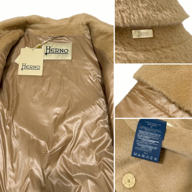 ヘルノ HERNO ステンカラーコート キャメル ロング 40サイズ カシミヤ混 HERNO（ヘルノ） ロングコート 大きいサイズあり レディース gc000461d