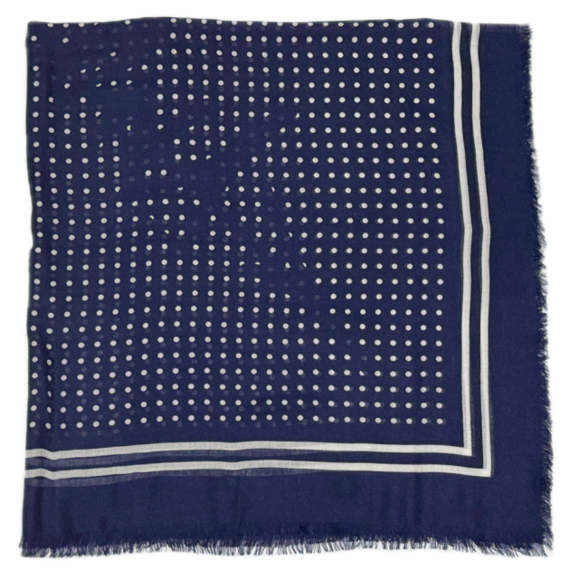 ロロピアーナ カシミア×シルク ドット柄 スカーフ ネイビー Loro Piana